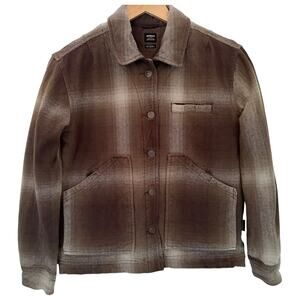 Prana Wool Blend Jacket Womens XS Brown Plaid Button Front Casual Outdoor